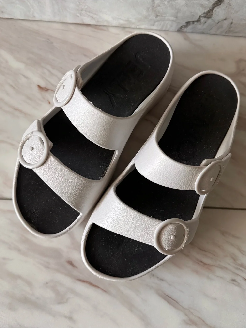 Lemon Jelly White Platform Double Buckle Sandals Women’s EU 38